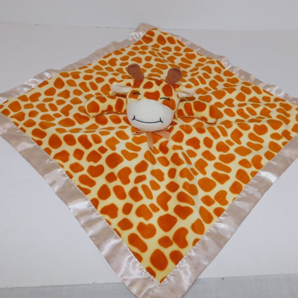 Giraffe Security Blanket Yellow Orange Brown 16" Plush Baby Lovey nunu Soother